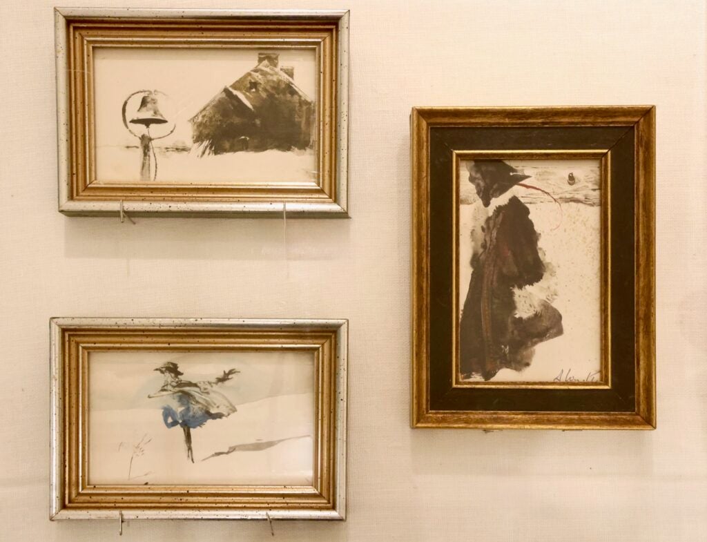 Andrew Wyeth's homemade Christmas cards are seen on display