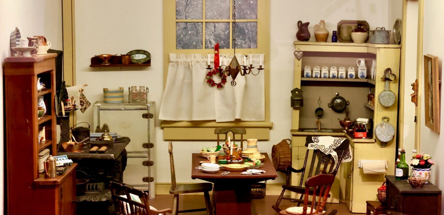 The kitchen of the Ann Wyeth McCoy dollhouse