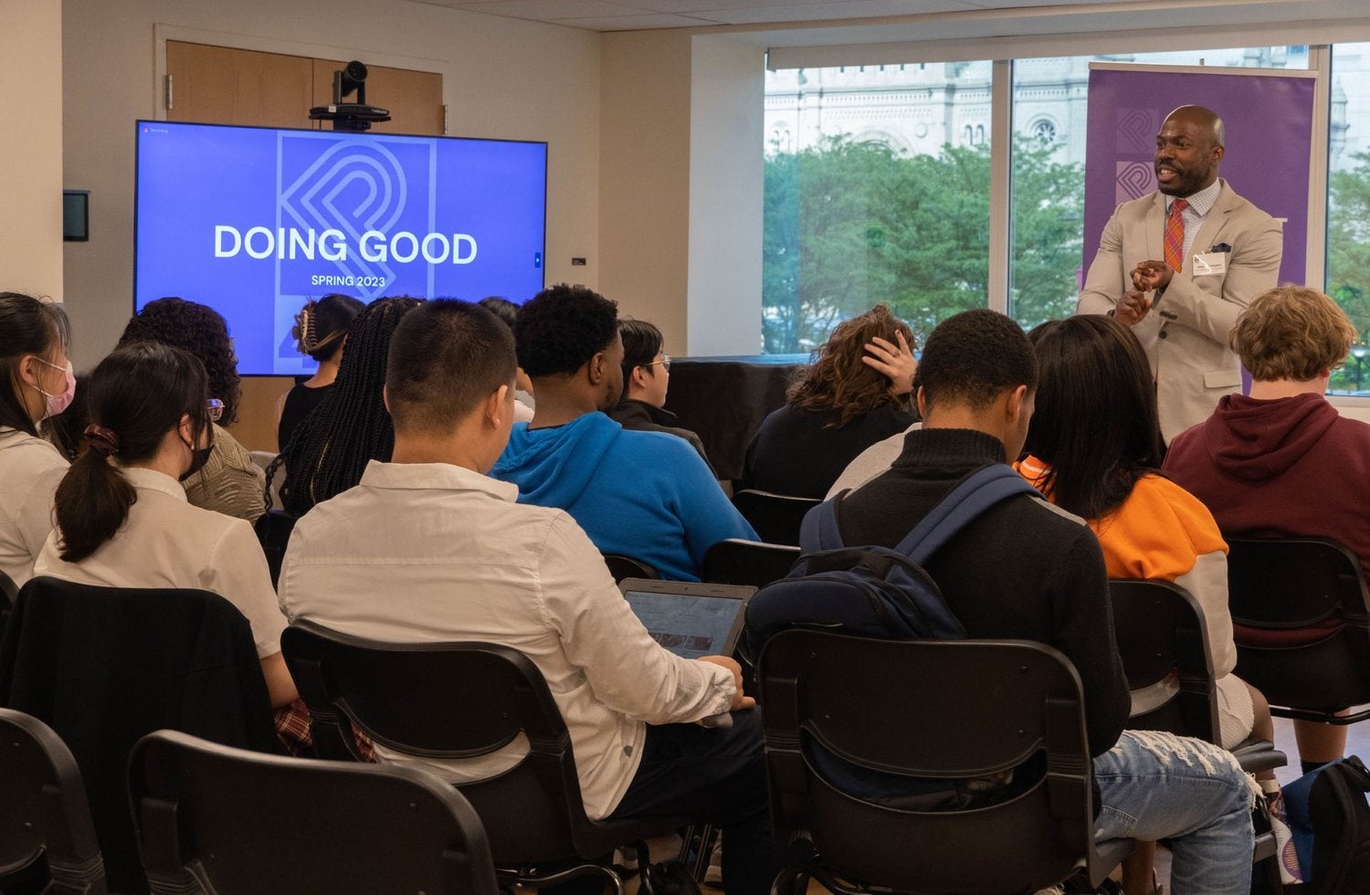 Joseph Conyers speaks at Doing Good Graduation.