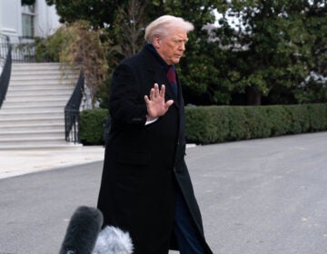 Trump Army Navy Football President Donald Trump waves to reporters as he departs from the South Lawn of the White House, Saturday, Dec. 13, 2025. (AP Photo/Jose Luis Magana)