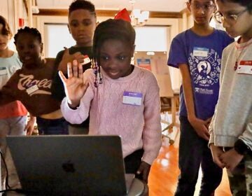 Black-Girls-STEAM-Drexel-Philadelphia-2025-4 a child makes a hand pose in front of a webcam