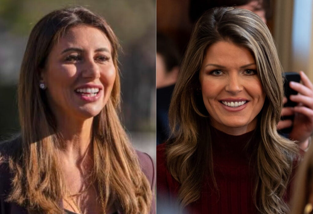 Alina Habba (left) and Lindsey Halligan are seen in a side-by-side photo