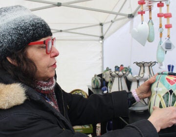 Marcia Reiver, a ceramic artist in Ardmore, shows off her wares