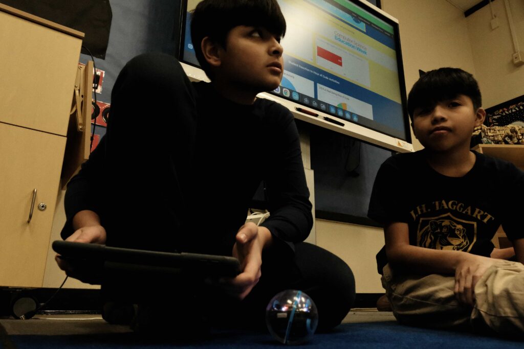Students control Sphero BOLT robotic balls