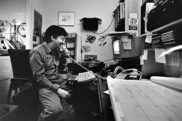 Danny Miller is pictured in his cubicle at WHYY's Fresh Air