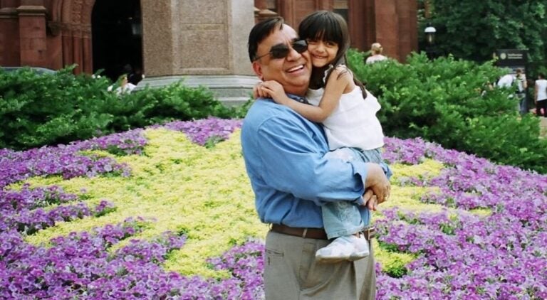Emily Bhatnagar and her father