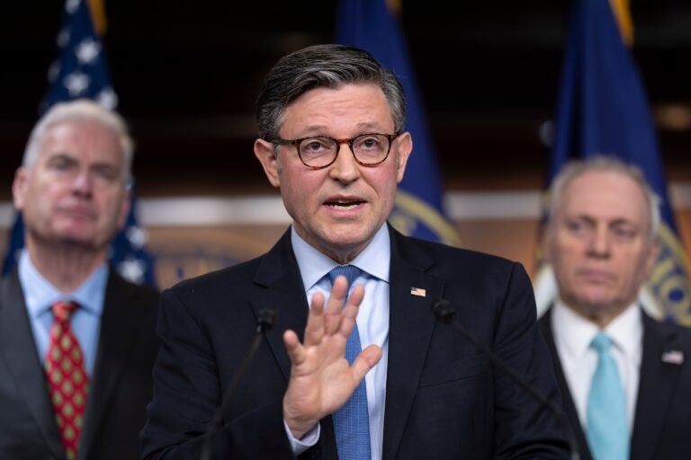 Mike Johnson speaking to the media