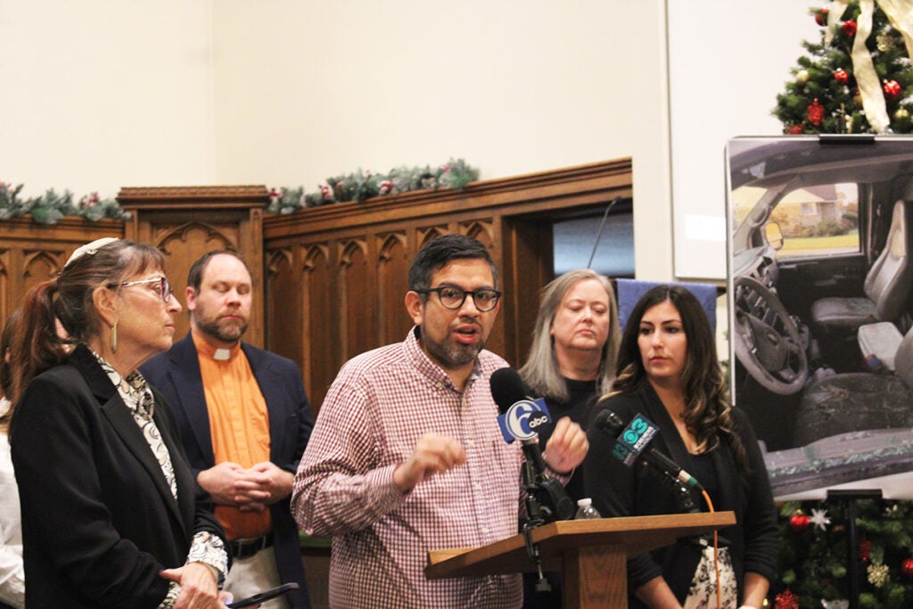 Julio Rodriguez speaking at podium