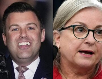 Rep. Ryan Mackenzie, R-Lehigh (left), and former U.S. Rep. Susan Wild