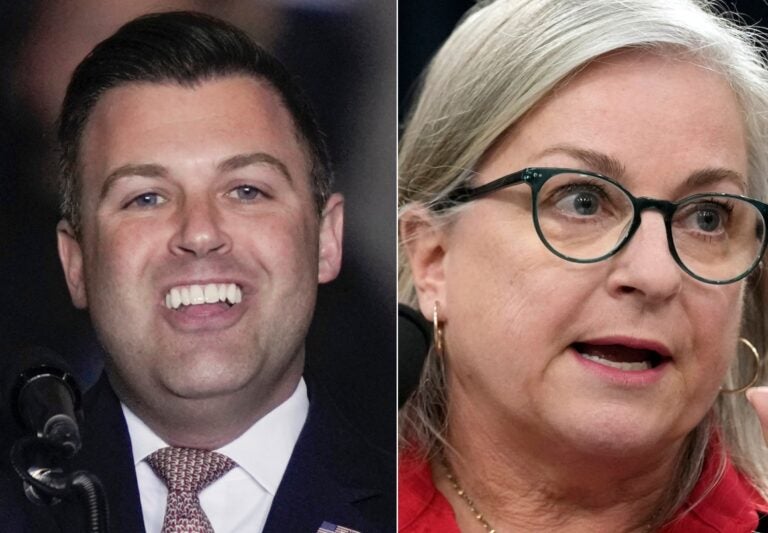 Rep. Ryan Mackenzie, R-Lehigh (left), and former U.S. Rep. Susan Wild