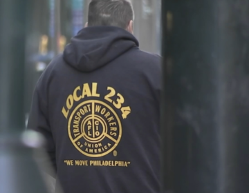 septa-twu-6abc-2025-12-05 A man wearing a sweatshirt with the Local 234 logo on it