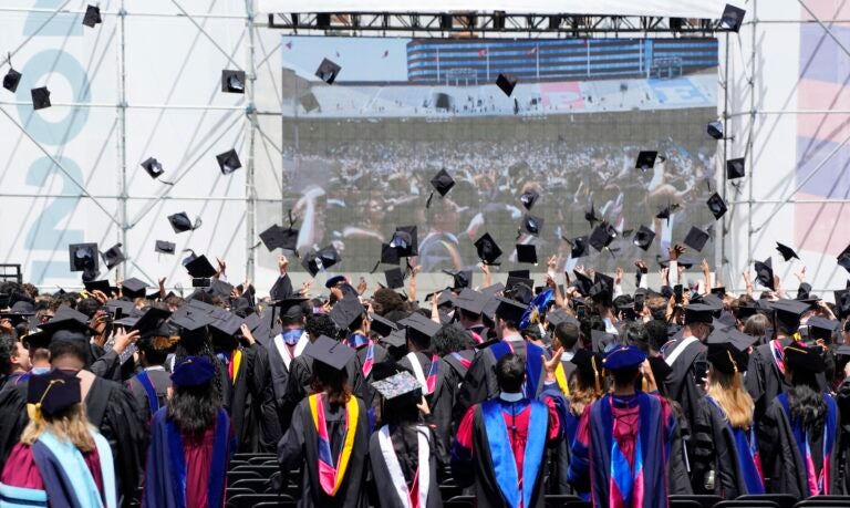 The class of 2025 celebrates their graduation at the University of Pennsylvania's 269th commencement on Monday, May 19, 2025, in Philadelphia.