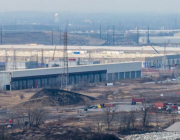 Industrial warehouses in a large complex