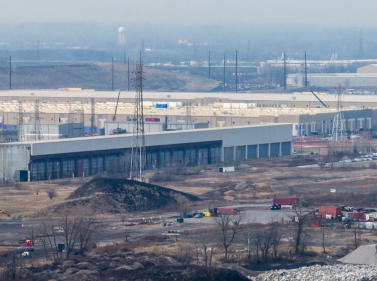 Industrial warehouses in a large complex