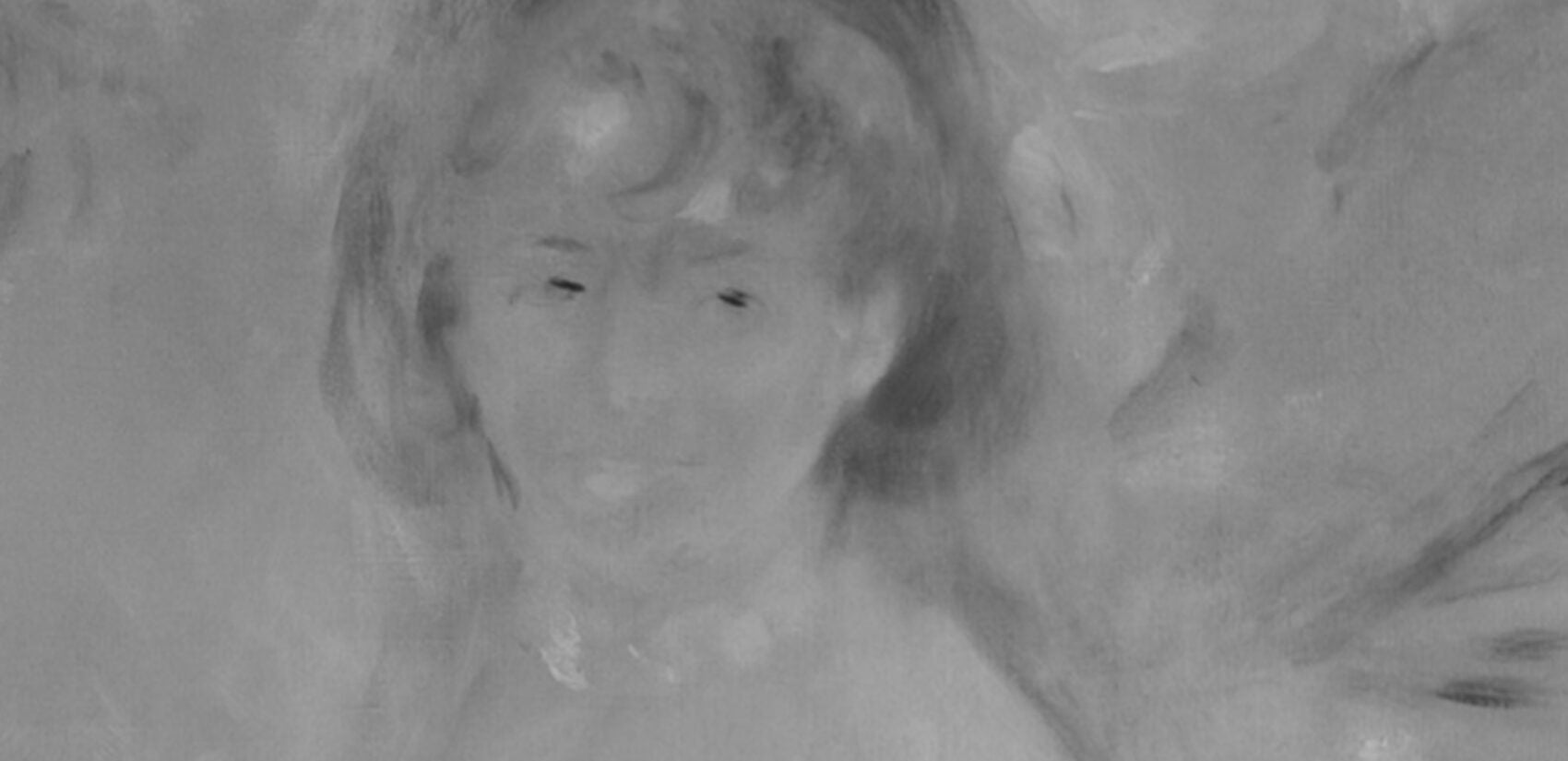 Infrared reflectography reveals Henriette Henriot's hairstyle was originally different from Pierre-Auguste Renoir's final version of ''The Henriot Family.''