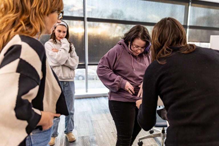 Rachel Updegrove shows off her jacket