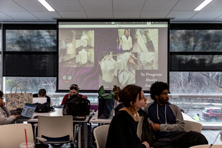 Students in the fashion design department in class