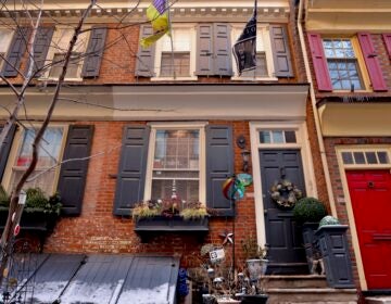 The front facade of an old Philadelphia rowhouse
