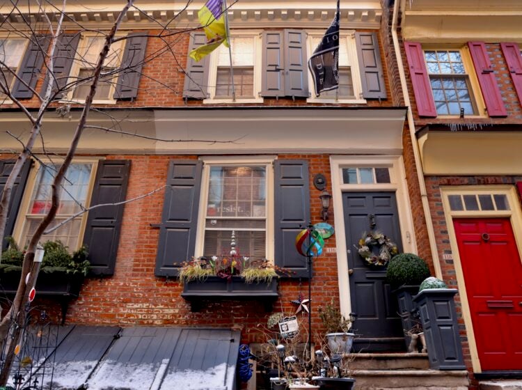 The front facade of an old Philadelphia rowhouse