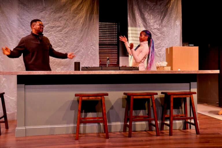 Newton Buchanan and Kishia Nixon at rehearsal for Good Bones stage play