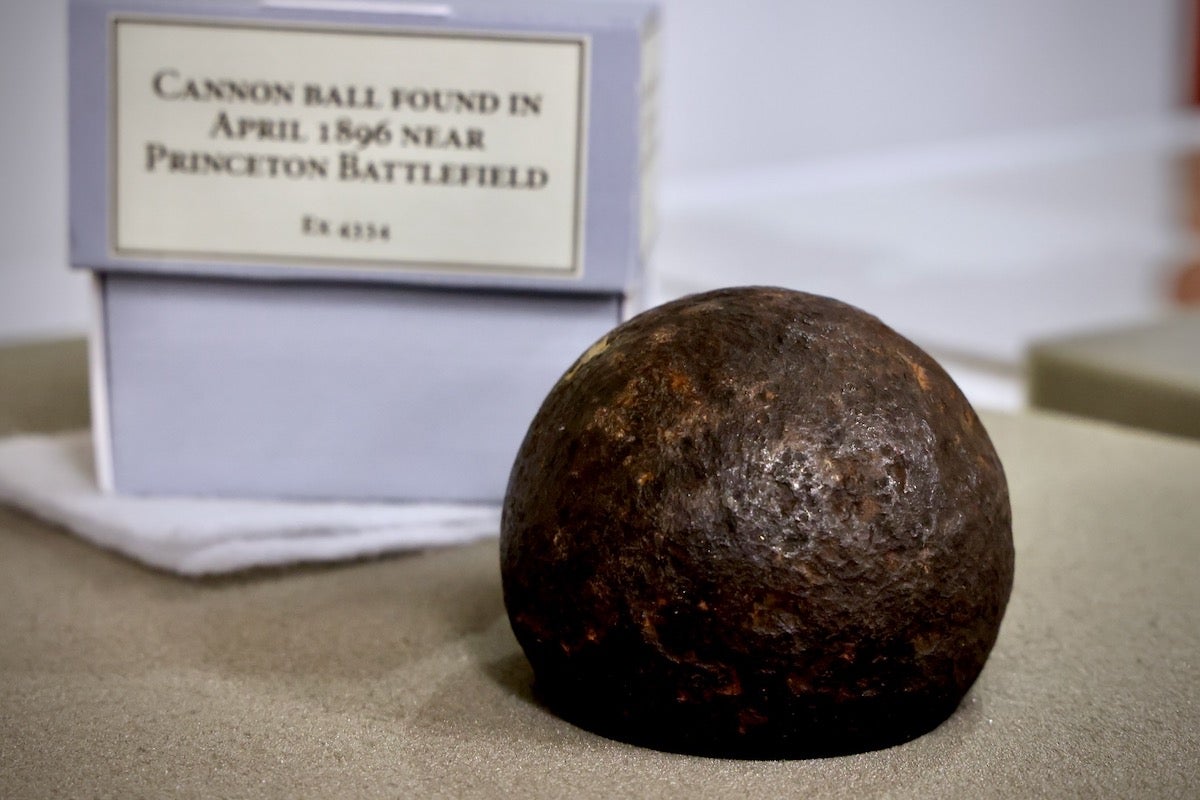 10-pound cannonball on display