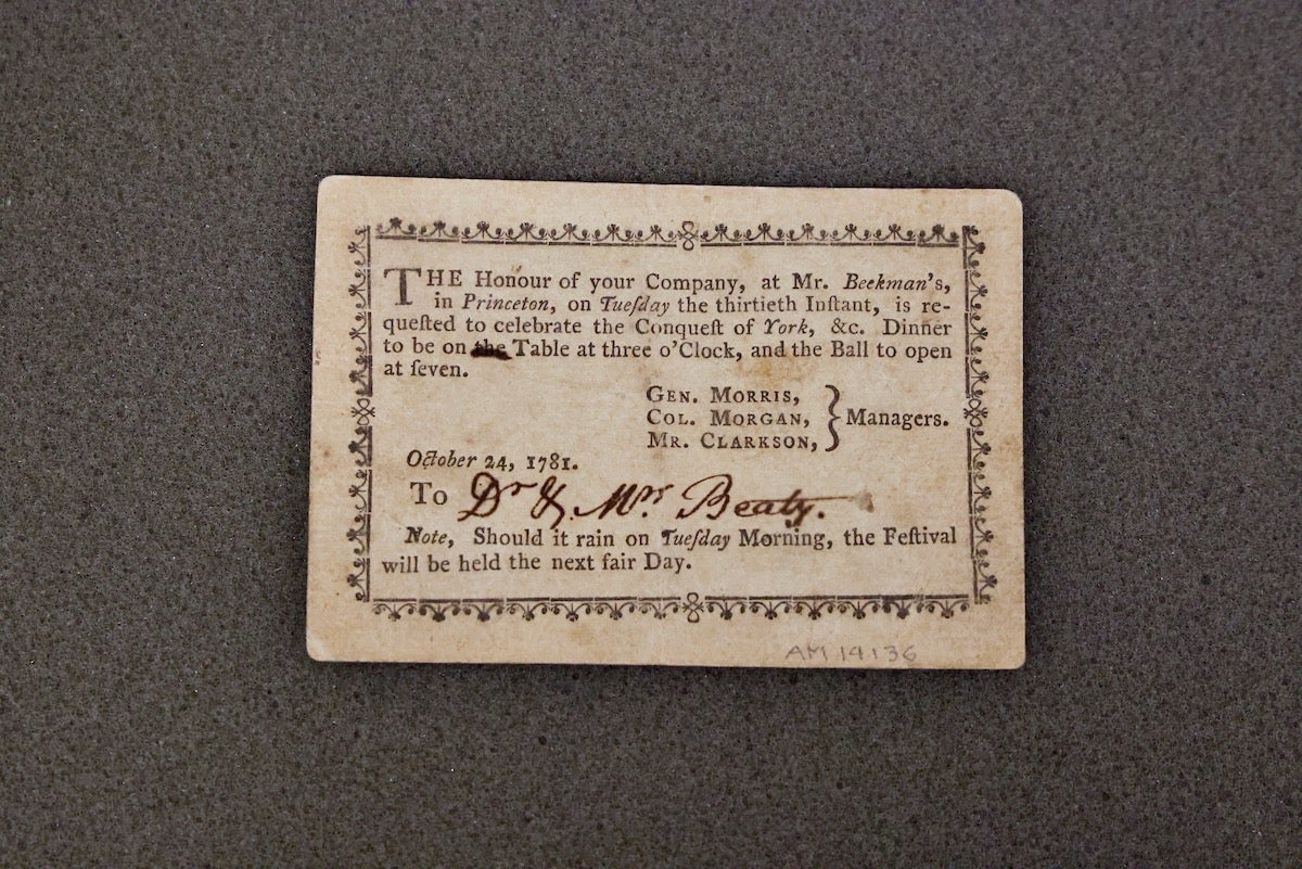 Dinner invitation on display