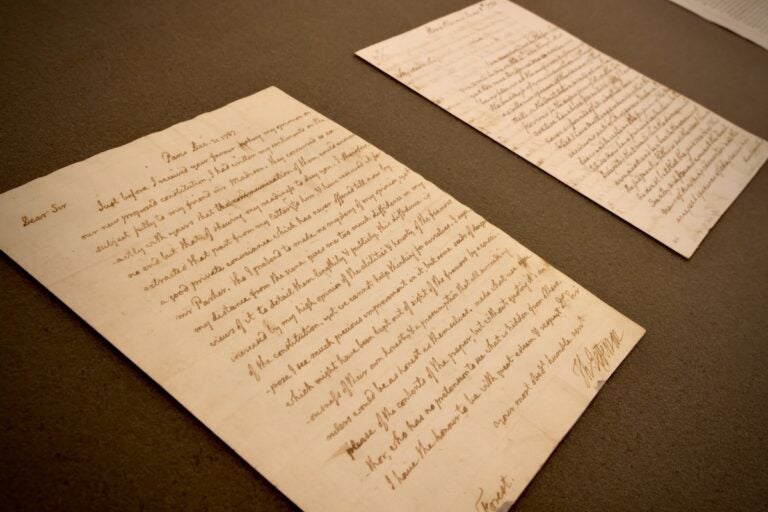 Display of Thomas Jefferson's letter to Uriah Forrest