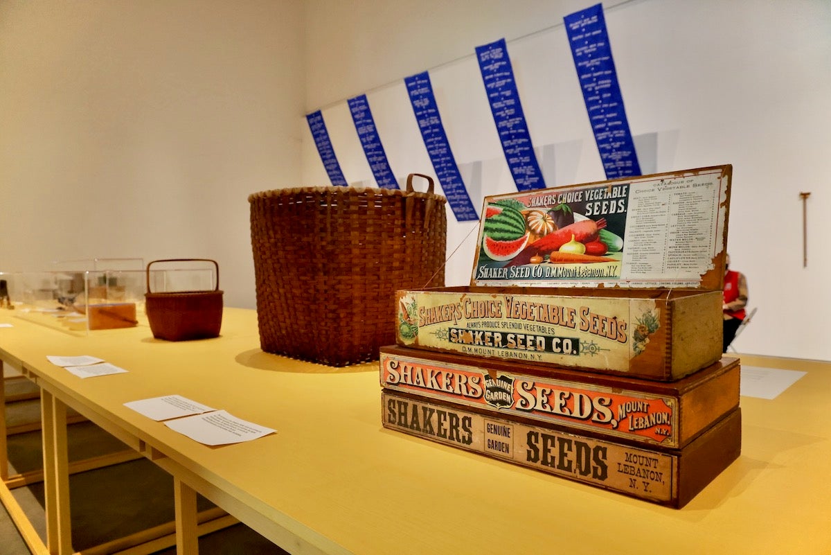 Shaker Seed boxes on display