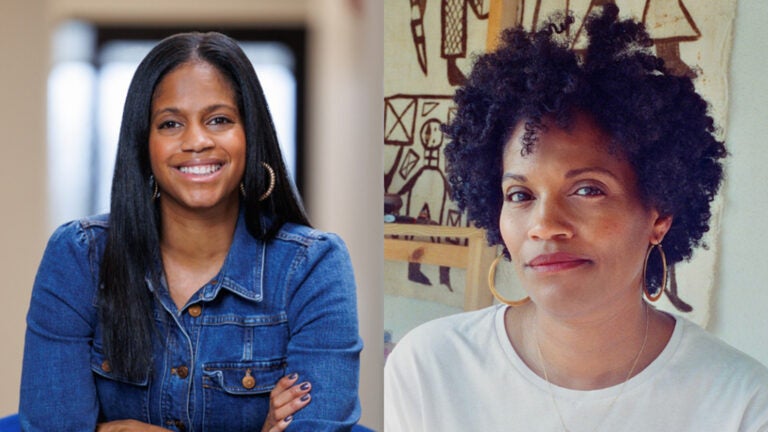 Anika Grant, left, and Nandi Jordan, right, pose for headshots