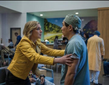Rhea Seehorn and Kevin Chambers in Pluribus