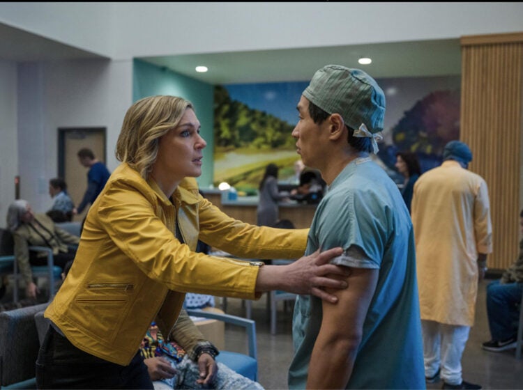 Rhea Seehorn and Kevin Chambers in Pluribus