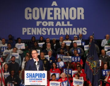 Shapiro02 Gov. Josh Shapiro speaks to the crowd at a reelection campaign rally in North Philly.