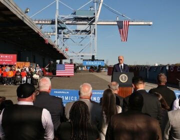 President Joe Biden speaks at the Tioga Marine Terminal