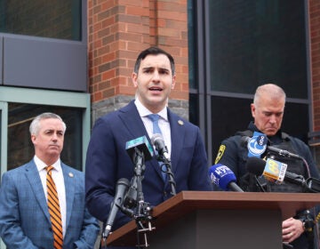 Bucks County Sheriff Danny Ceisler speaks from a podium
