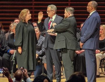 Larry Krasner taking the oath of office