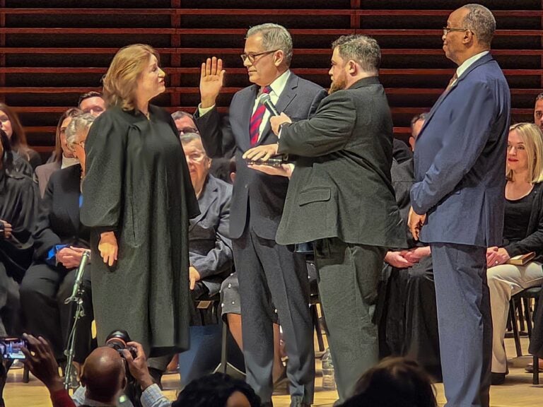 Larry Krasner taking the oath of office