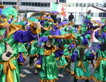 Performers are seen at the 125th Mummers Parade in Philadelphia on Jan. 1, 2026.