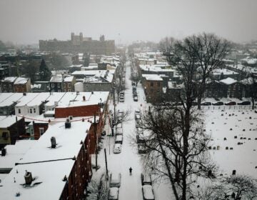 philadelphia-fishtown-snow-storm-michael-james-murray-01-012526 An aerial view of East Montgomery Avenue in Fishtown is blanketed with snow on Jan. 25, 2026.