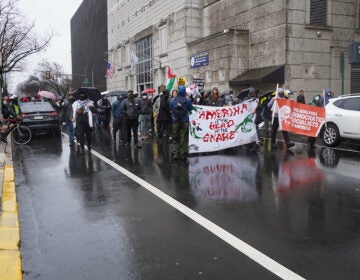 A group of protesters march in Philadelphia
