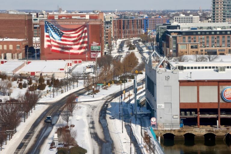 Snow still coats portions of Delaware Avenue in Philadelphia