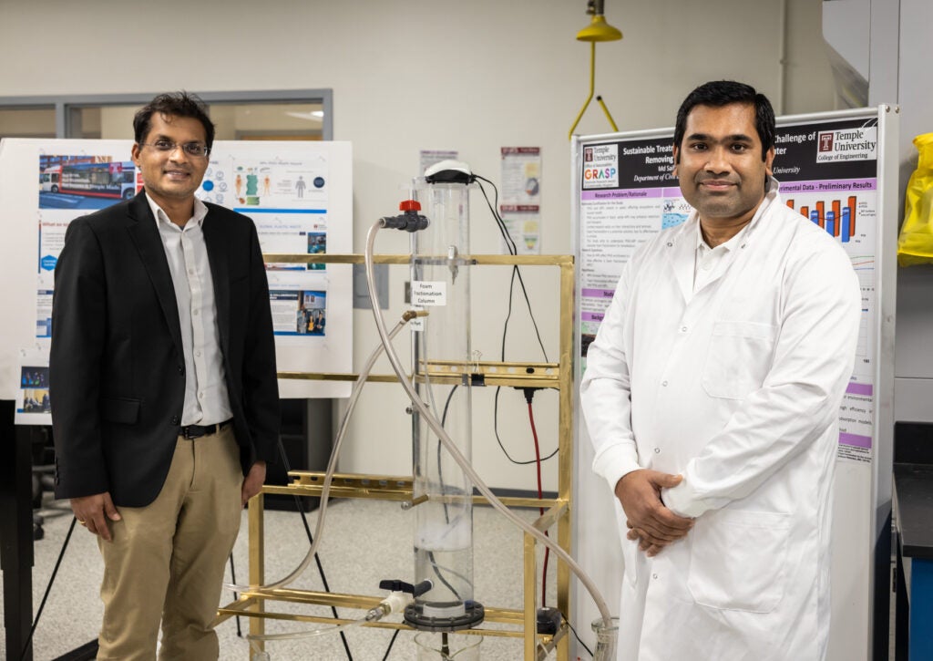Two scientists in the lab at Temple University