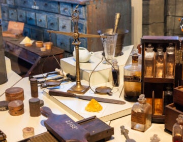 Apothecary supplies on a table