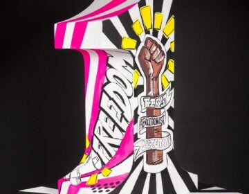 A sculpture in the shape of a numeral 1