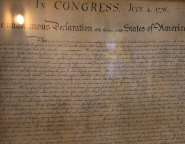 a stone engraving of the Declaration of Independence