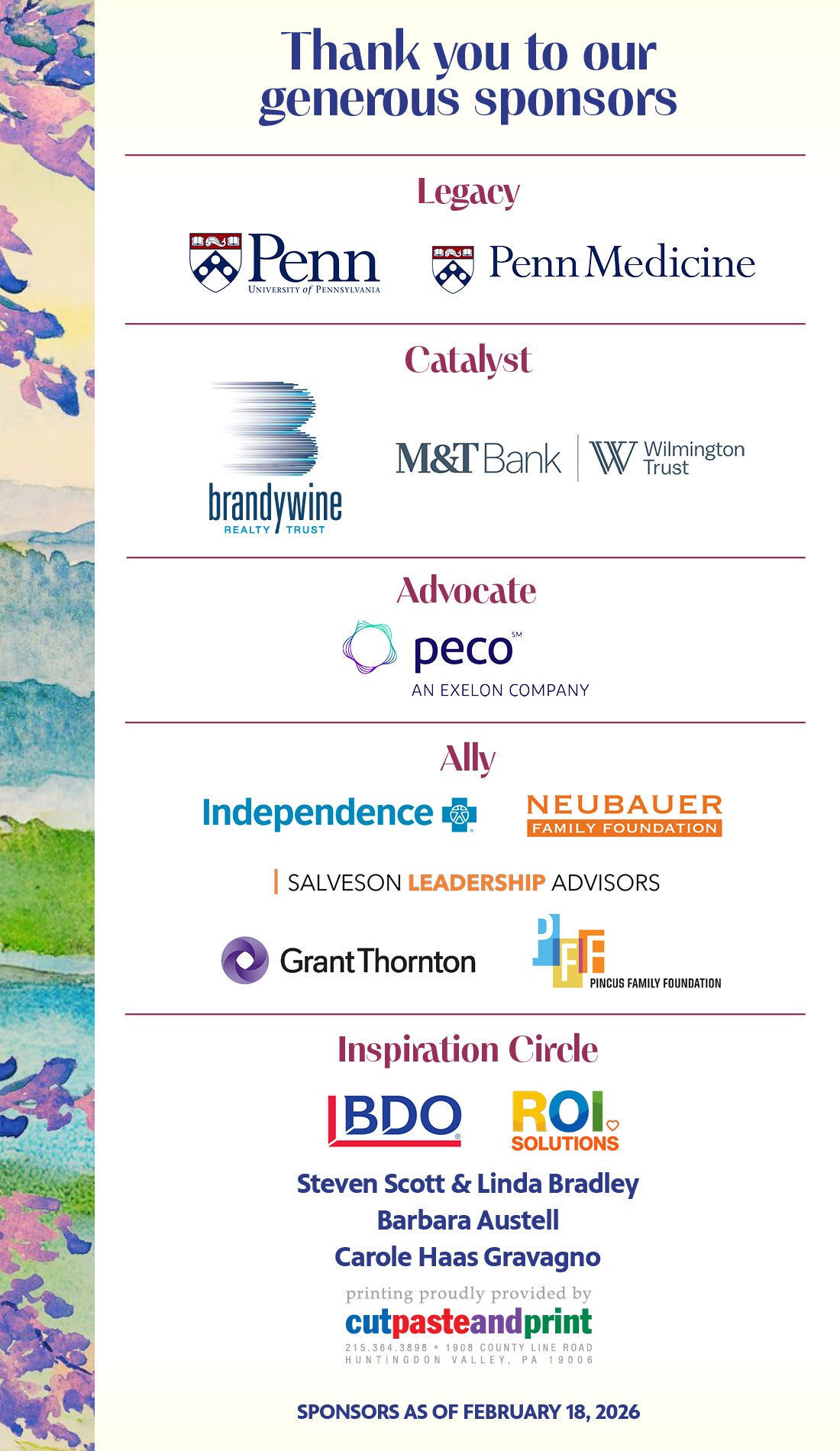 Life Long Learning Award Sponsors 2026