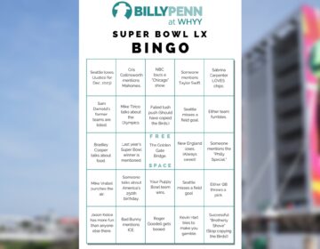 A bingo card with Philly-specific items for the super bowl