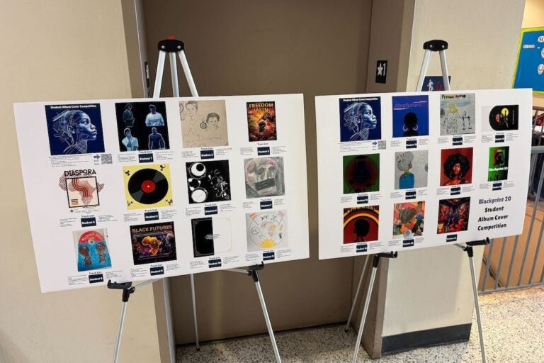 Result of student album cover competition for BlackPrint 20. (Eric Nixon/WHYY)
