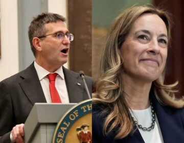 side-by-side photos of Mikie Sherrill and Matt Meyer
