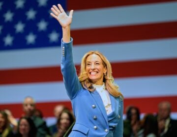 New Jersey Gov. Mikie Sherrill waves