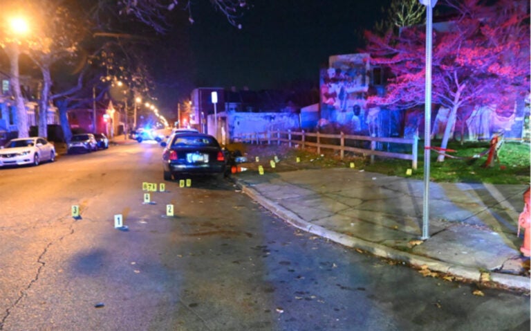 the police scene after a shooting in Philly